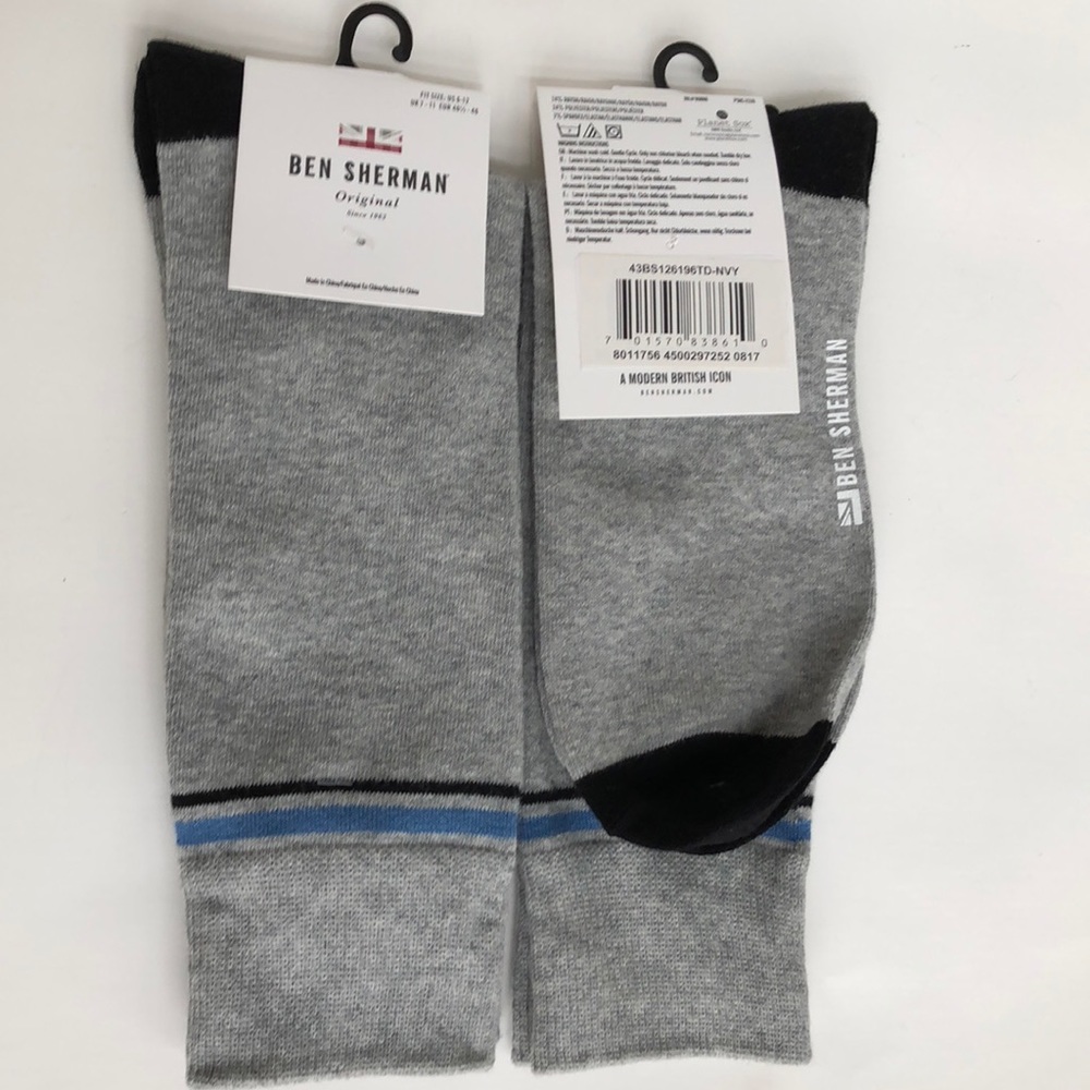 New 2 Pairs Ben Sherman Gray Casual /Dress Socks